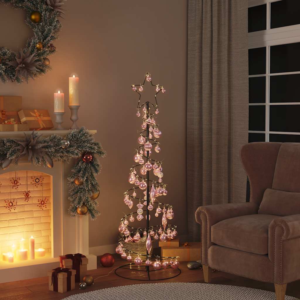 Arbre de Noël cône lumineux avec boules 100 LED 150 cm - Xios Store SNC