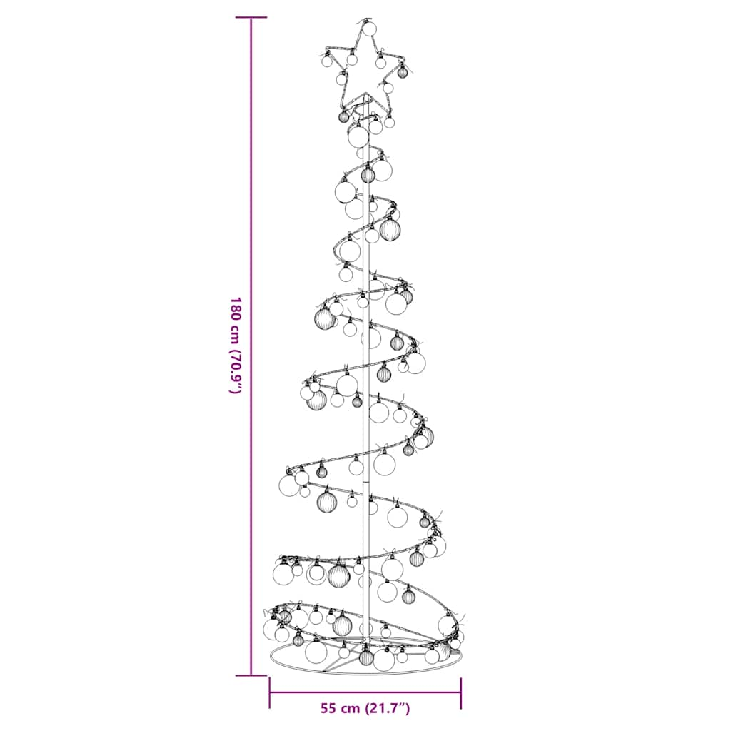 Arbre de Noël cône lumineux avec boules 120 LED 180 cm - Xios Store SNC