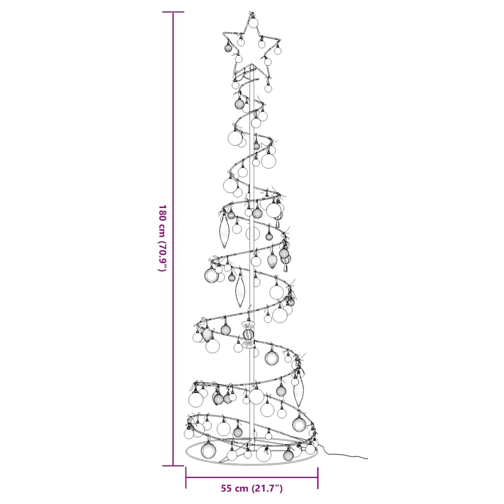 Arbre de Noël cône lumineux avec boules 120 LED 180 cm - Xios Store SNC