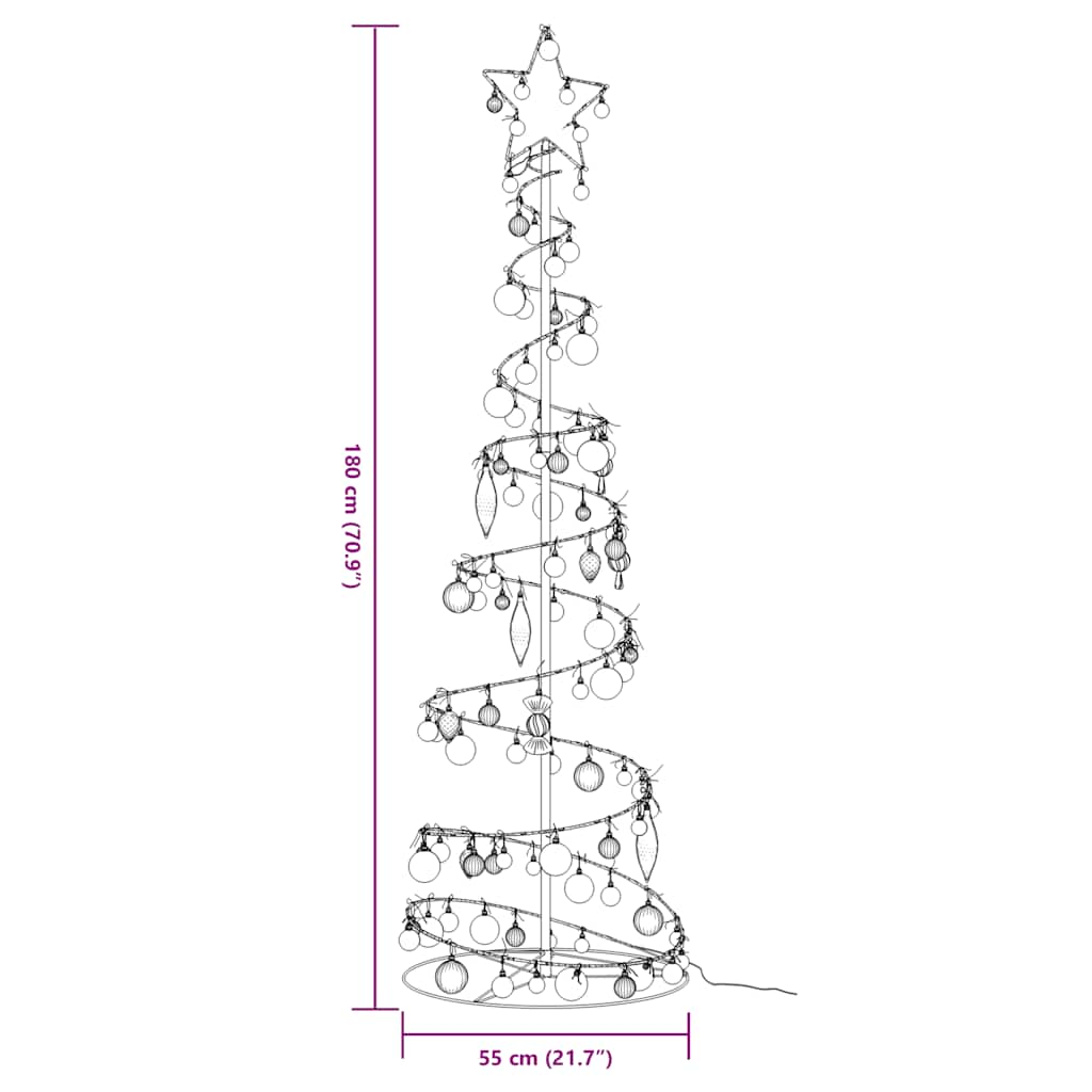 Arbre de Noël cône lumineux avec boules 120 LED 180 cm - Xios Store SNC