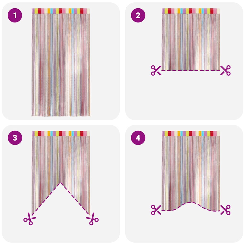 Rideaux à fils 2 pcs multicolore 100x250 cm Rideaux vidaXL