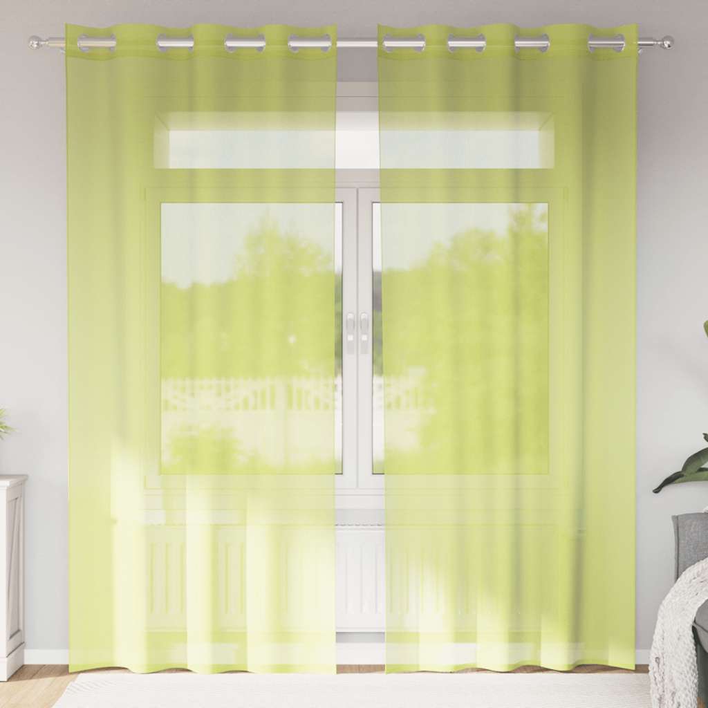 Rideaux en voile avec œillets 2 pcs vert pomme 140x245 cm Rideaux vidaXL