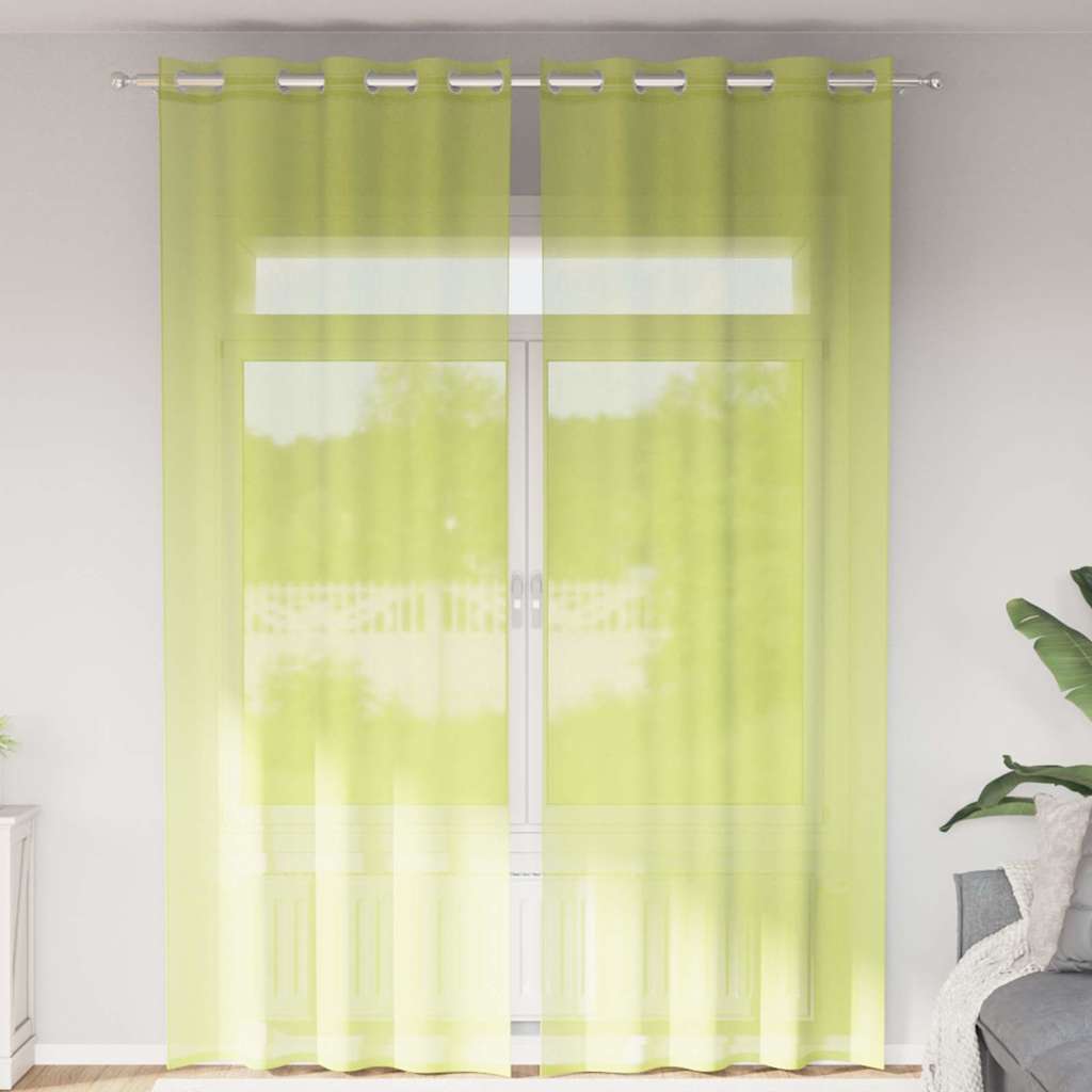 Rideaux en voile avec œillets 2 pcs vert pomme 140x260 cm Rideaux vidaXL