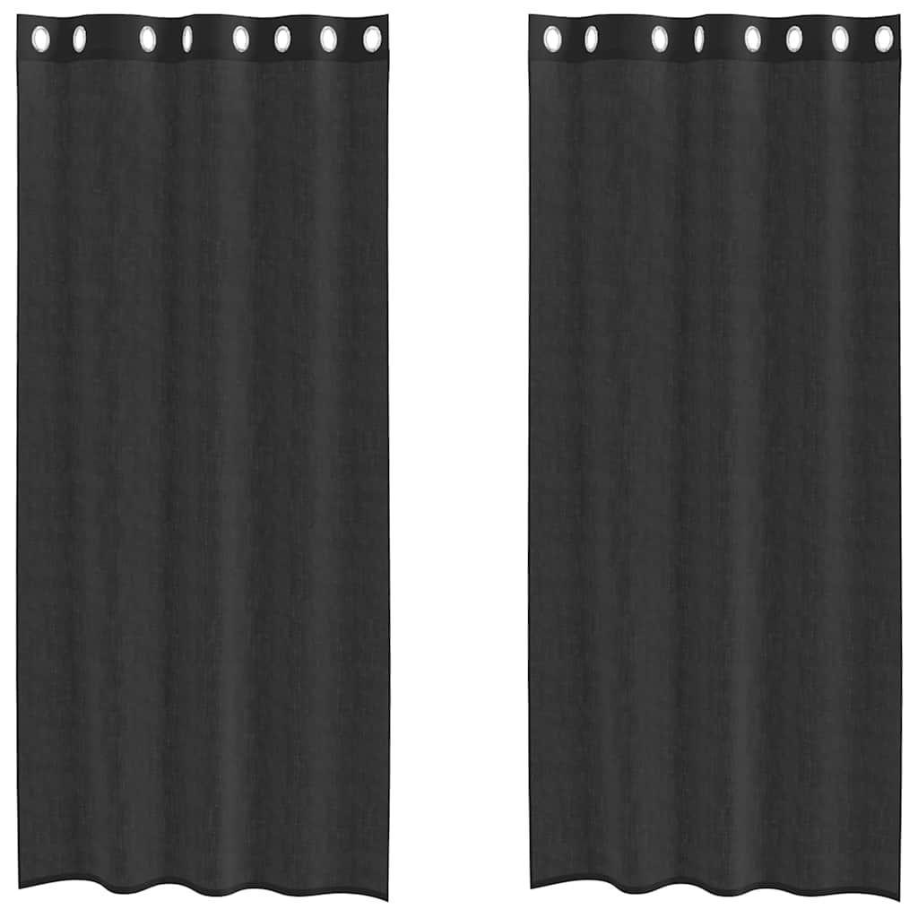 Rideaux en voile avec œillets 2 pcs noir 140x225 cm Rideaux vidaXL