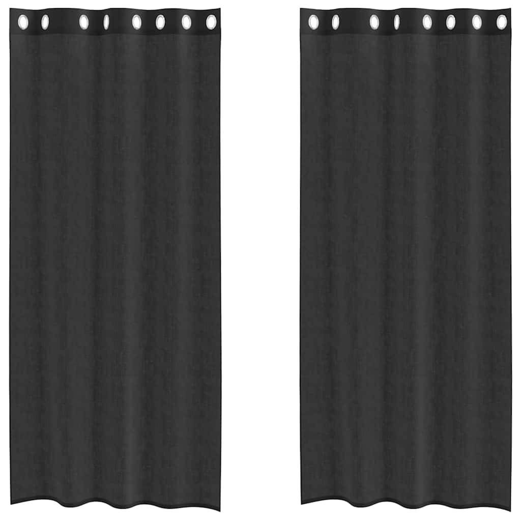 Rideaux en voile avec œillets 2 pcs noir 140x245 cm Rideaux vidaXL