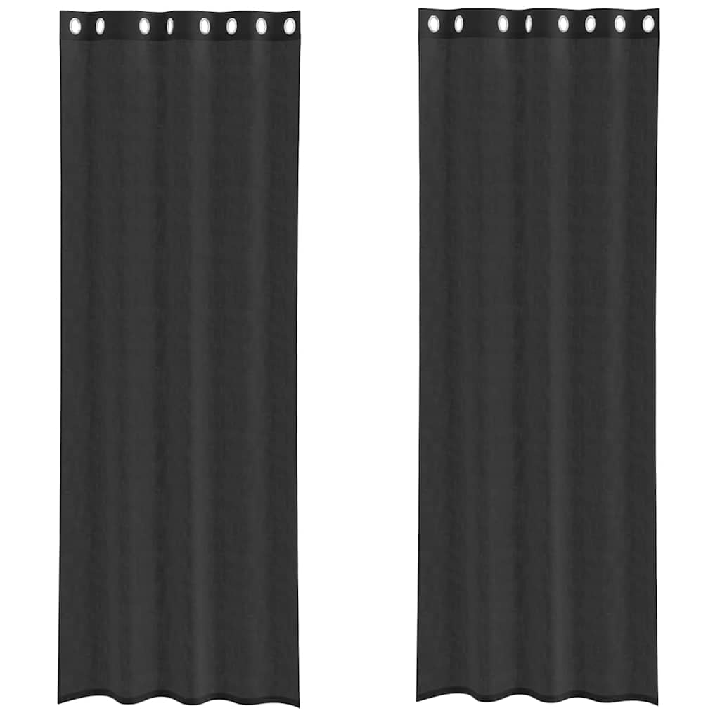 Rideaux en voile avec œillets 2 pcs noir 140x260 cm Rideaux vidaXL