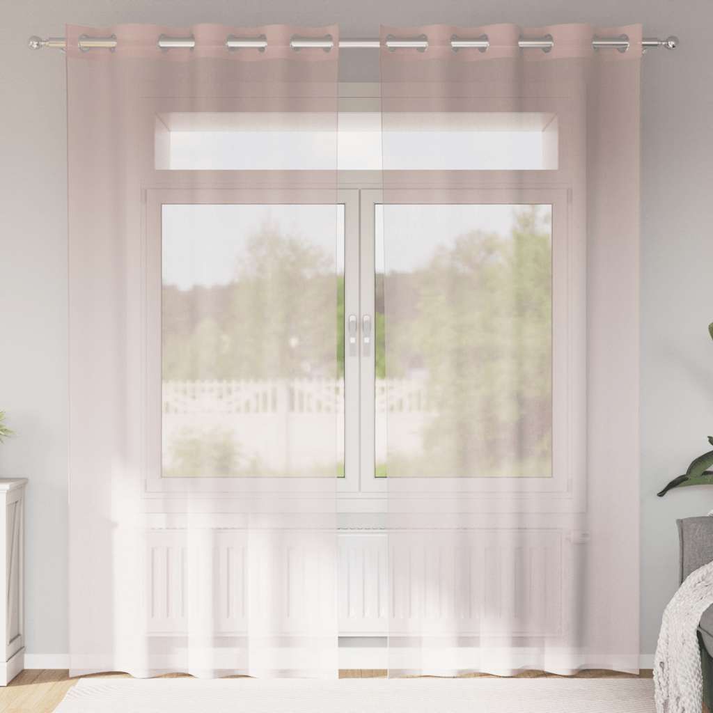 Rideaux en voile avec œillets 2 pcs rose clair 140x245 cm Rideaux vidaXL