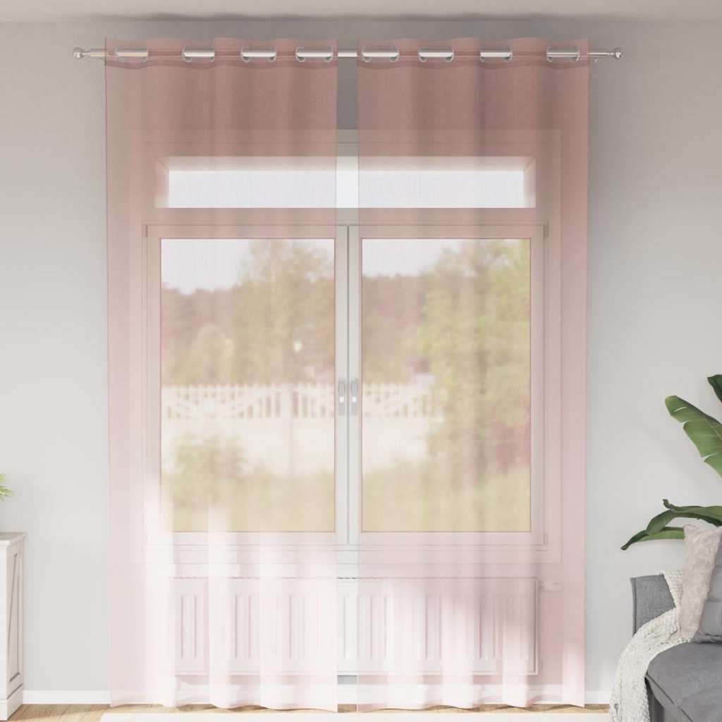 Rideaux en voile avec œillets 2 pcs rose clair 140x260 cm Rideaux vidaXL