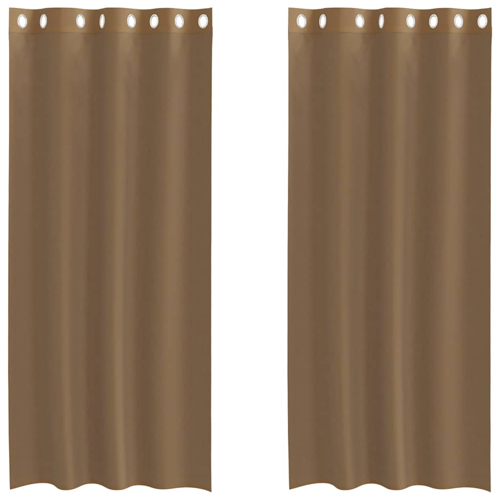 Rideaux en voile avec œillets 2 pcs marron clair Rideaux vidaXL