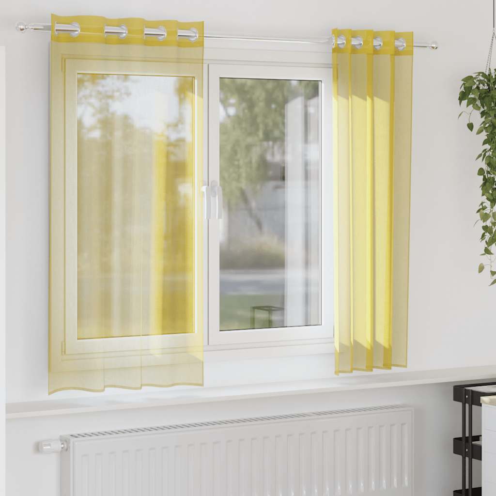 Rideaux en voile avec œillets 2 pcs jaune Rideaux vidaXL