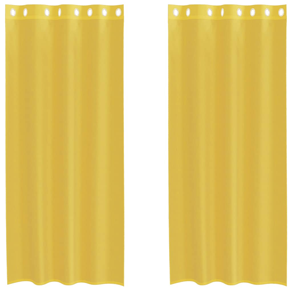 Rideaux en voile avec œillets 2 pcs jaune Rideaux vidaXL