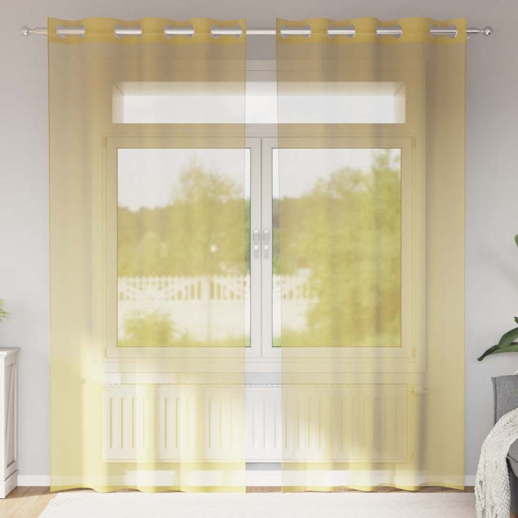 Rideaux en voile avec œillets 2 pcs jaune Rideaux vidaXL