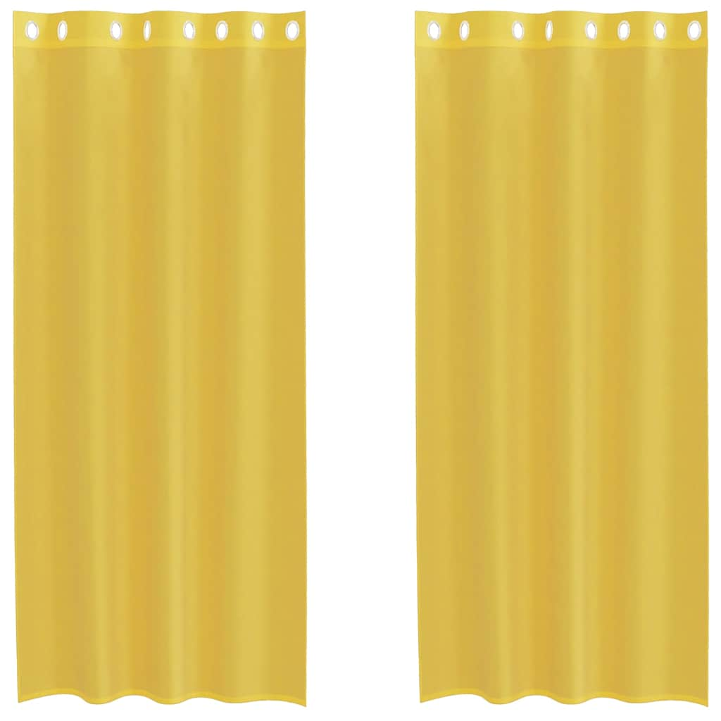 Rideaux en voile avec œillets 2 pcs jaune Rideaux vidaXL