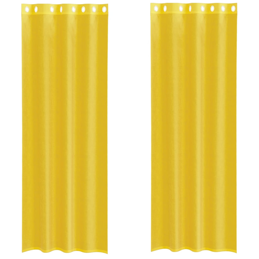 Rideaux en voile avec œillets 2 pcs jaune Rideaux vidaXL