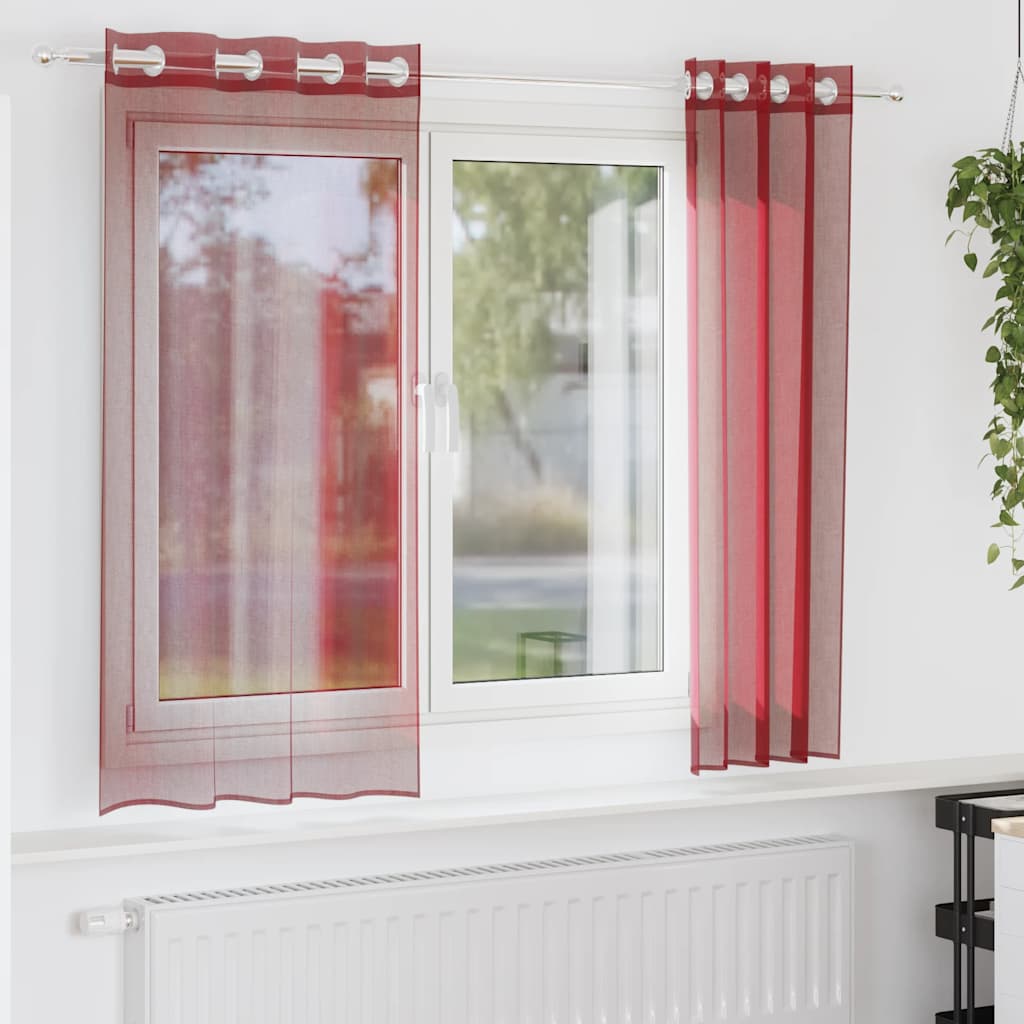 Rideaux en voile avec œillets 2 pcs rouge bordeaux Rideaux vidaXL