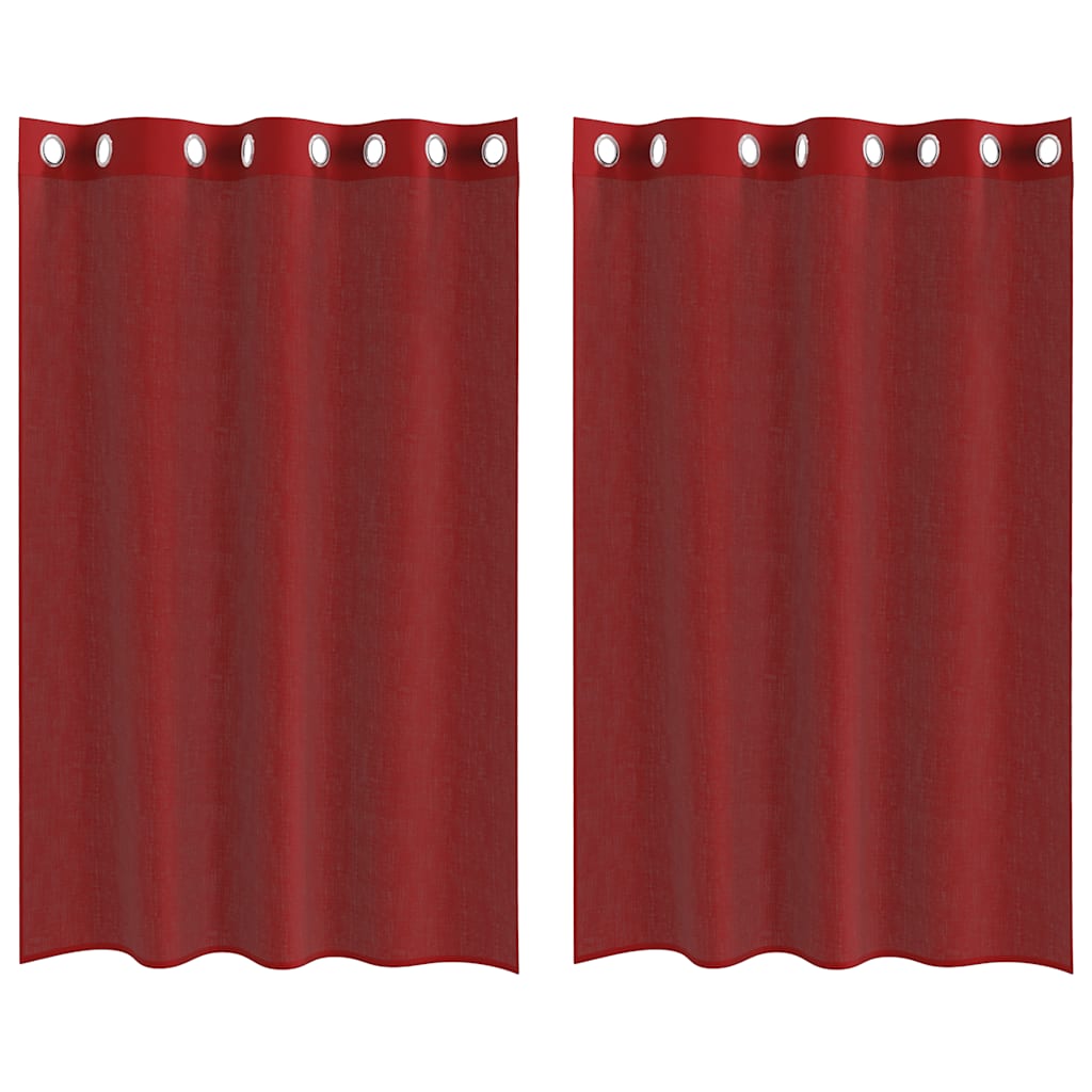 Rideaux en voile avec œillets 2 pcs rouge bordeaux Rideaux vidaXL