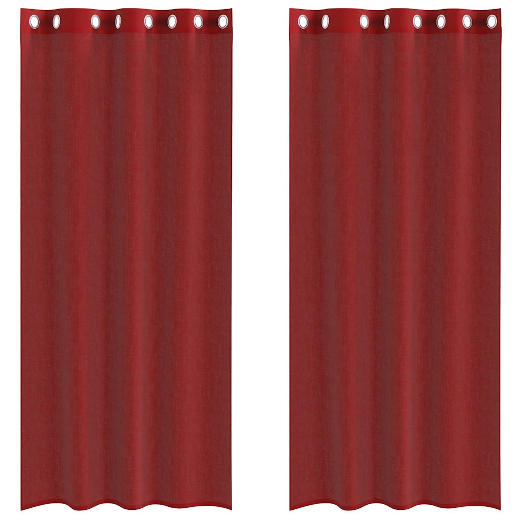 Rideaux en voile avec œillets 2 pcs rouge bordeaux Rideaux vidaXL