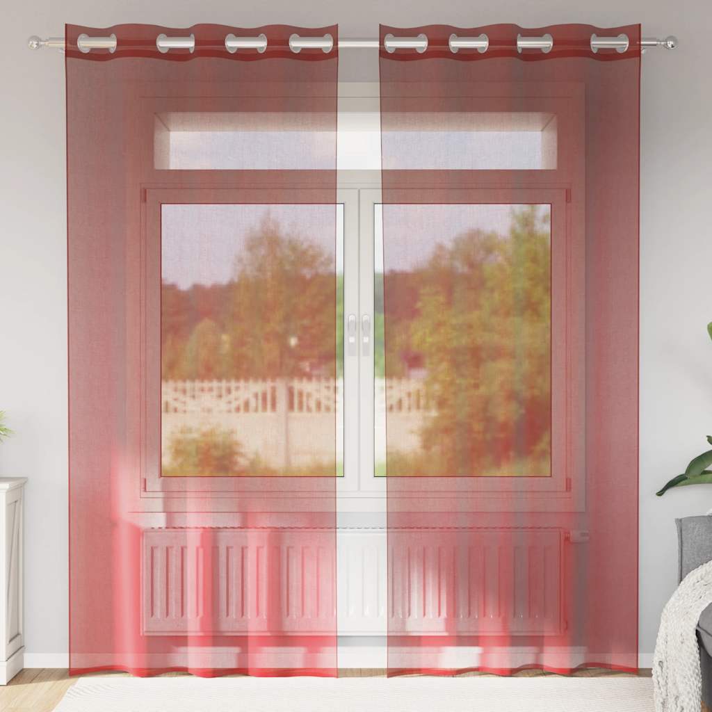 Rideaux en voile avec œillets 2 pcs rouge bordeaux Rideaux vidaXL