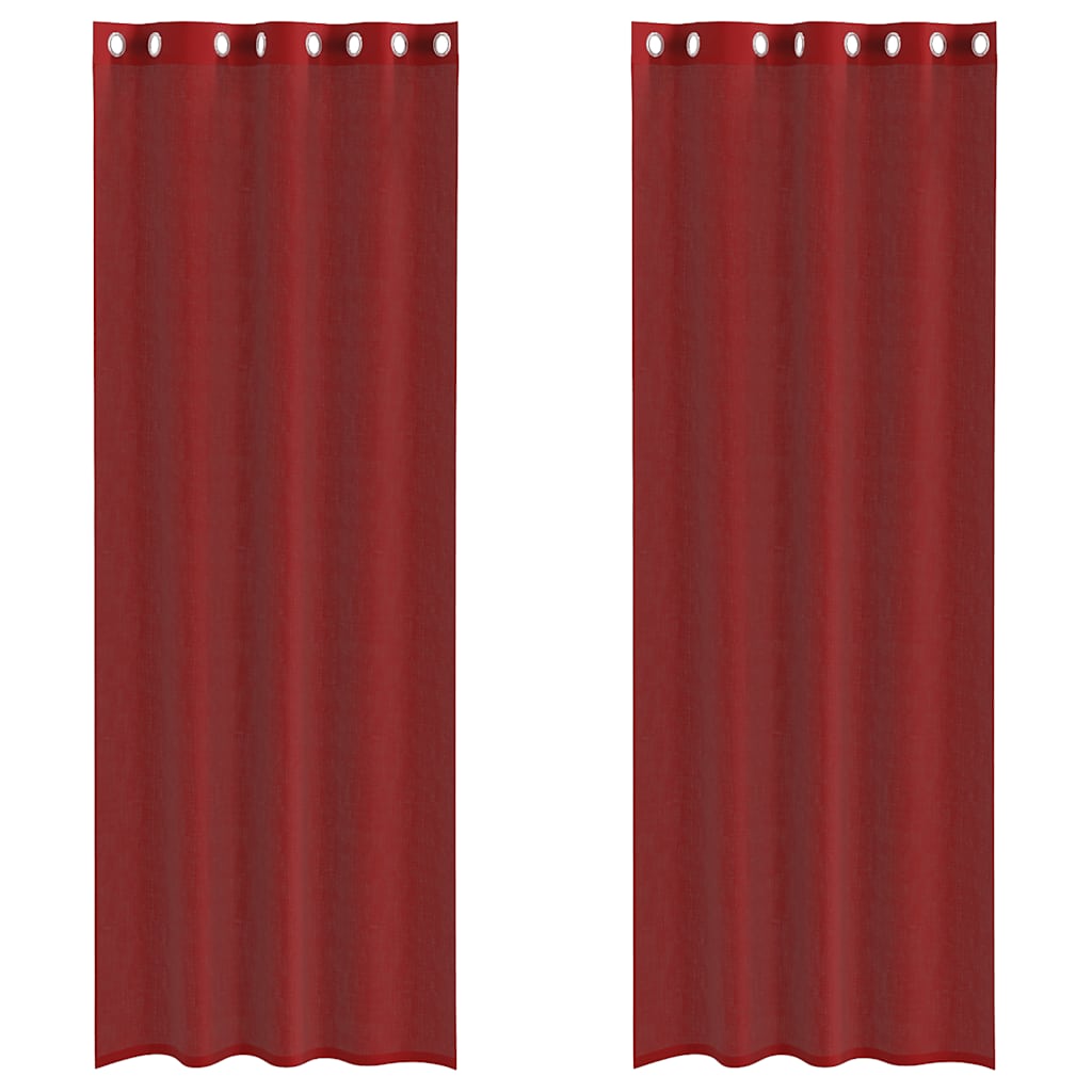 Rideaux en voile avec œillets 2 pcs rouge bordeaux Rideaux vidaXL