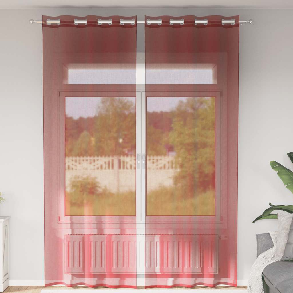 Rideaux en voile avec œillets 2 pcs rouge bordeaux Rideaux vidaXL