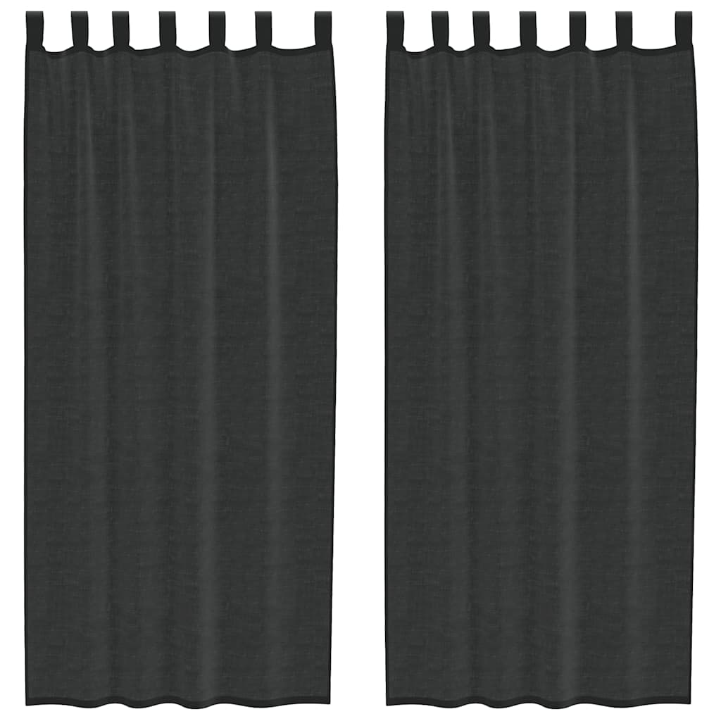 Rideaux en voile avec passe-tringle 2 pcs noir Rideaux vidaXL