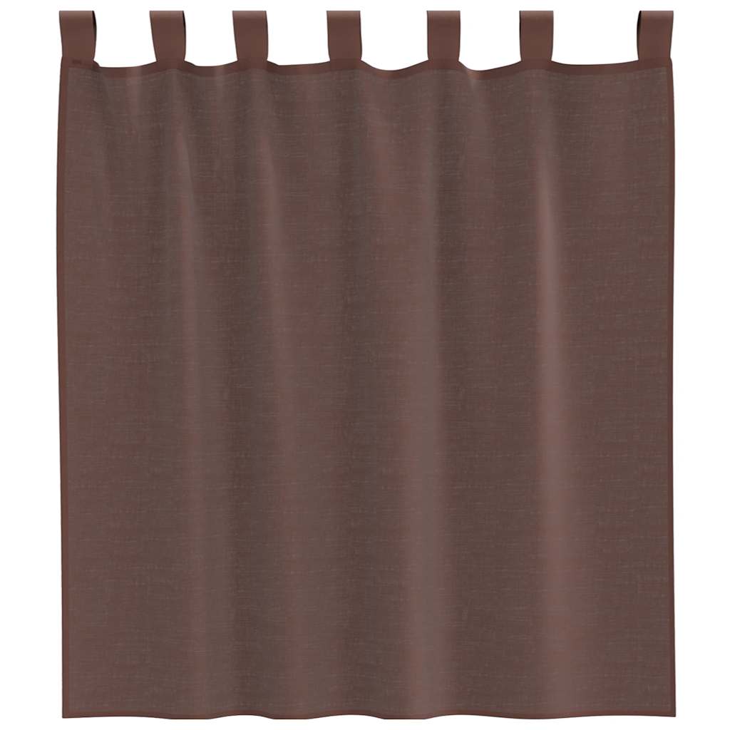 Rideaux en voile avec passe-tringles 2 pcs marron Rideaux vidaXL