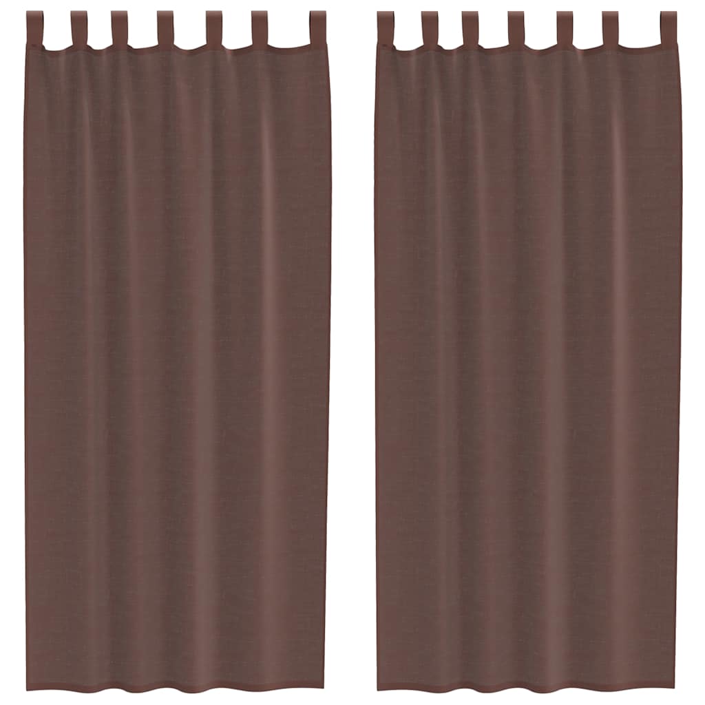 Rideaux en voile avec passe-tringles 2 pcs marron Rideaux vidaXL