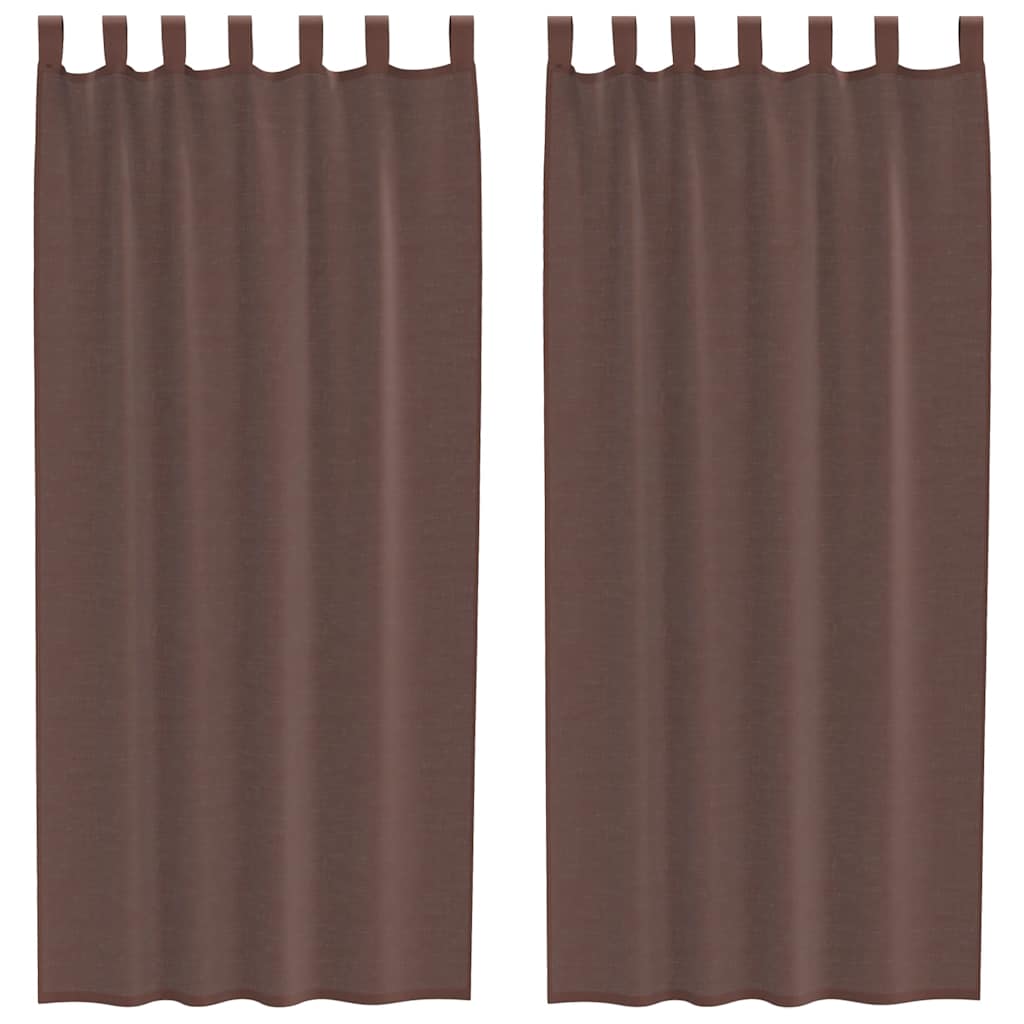 Rideaux en voile avec passe-tringles 2 pcs marron Rideaux vidaXL