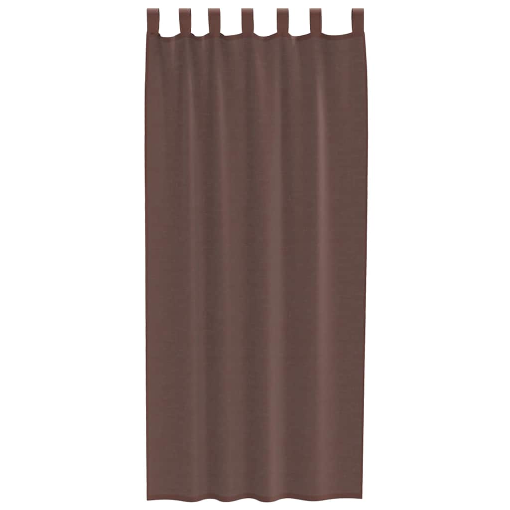 Rideaux en voile avec passe-tringles 2 pcs marron Rideaux vidaXL