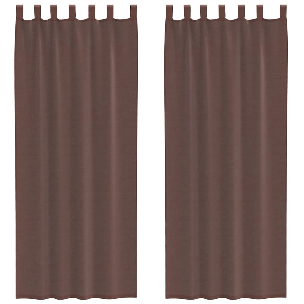 Rideaux en voile avec passe-tringles 2 pcs marron Rideaux vidaXL