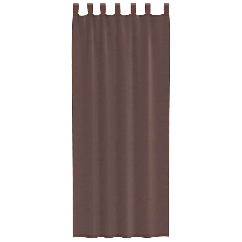 Rideaux en voile avec passe-tringles 2 pcs marron Rideaux vidaXL