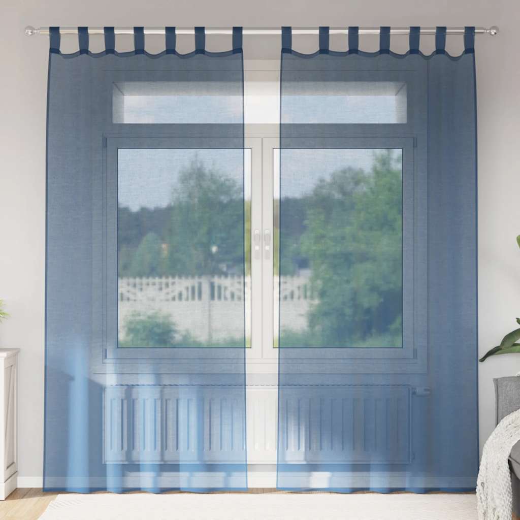 Rideaux en voile avec passe-tringles 2 pcs bleu royal Rideaux vidaXL