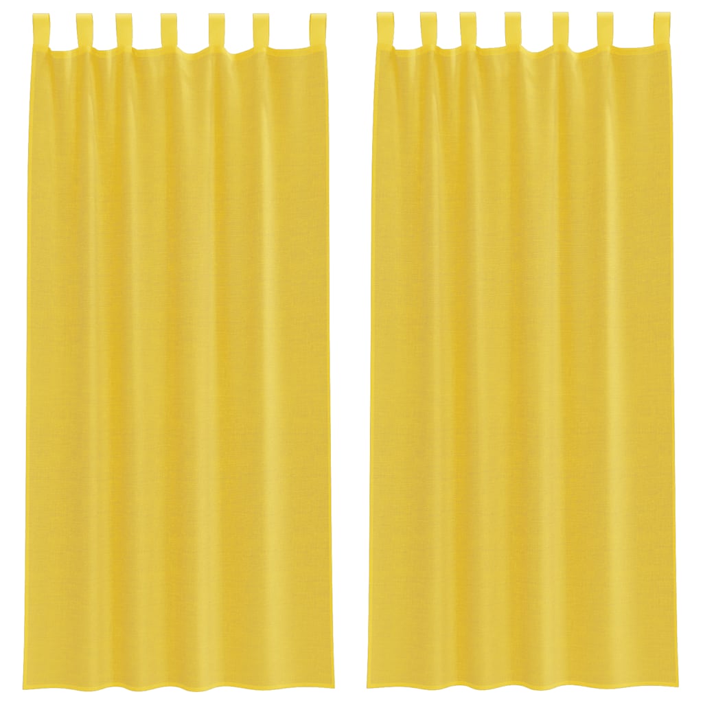 Rideaux en voile avec passe-tringles 2 pcs jaune Rideaux vidaXL