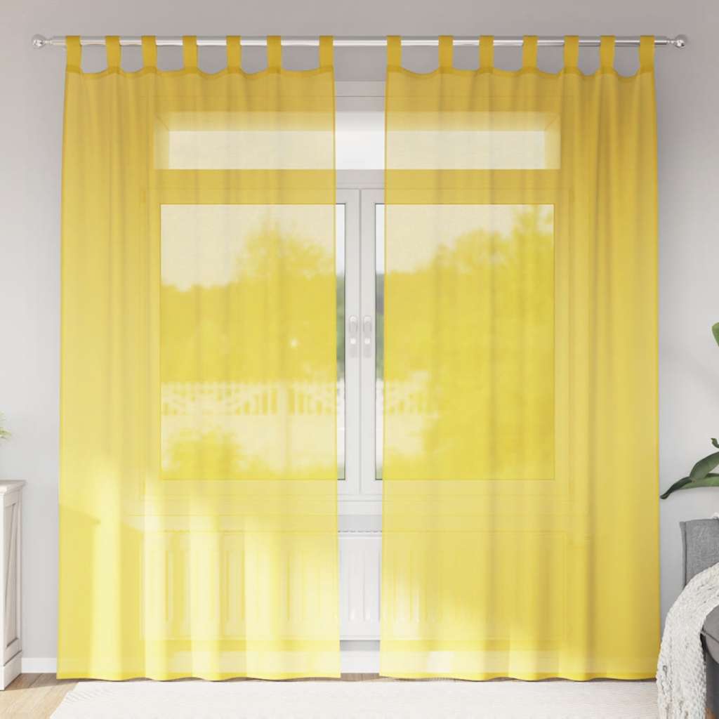 Rideaux en voile avec passe-tringles 2 pcs jaune Rideaux vidaXL