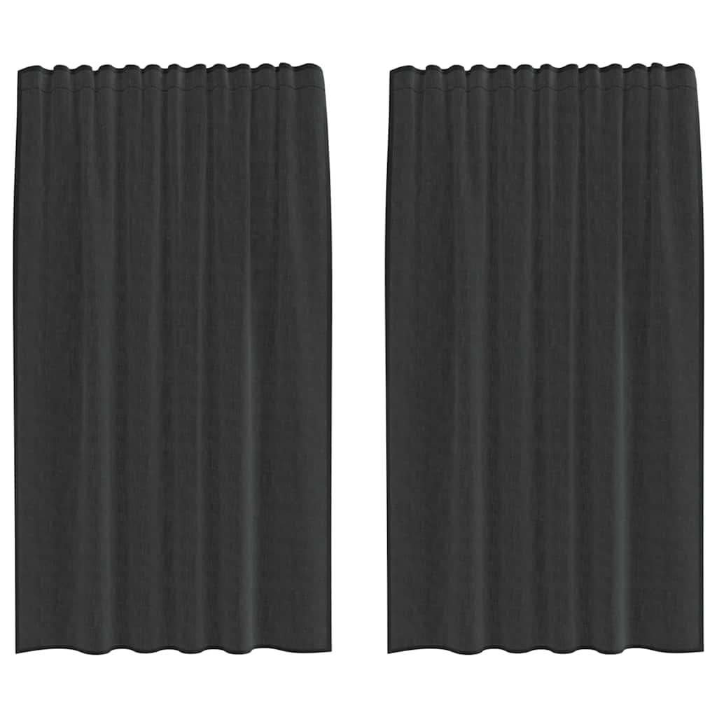 Rideaux en voile avec passants 2 pcs noir Rideaux vidaXL