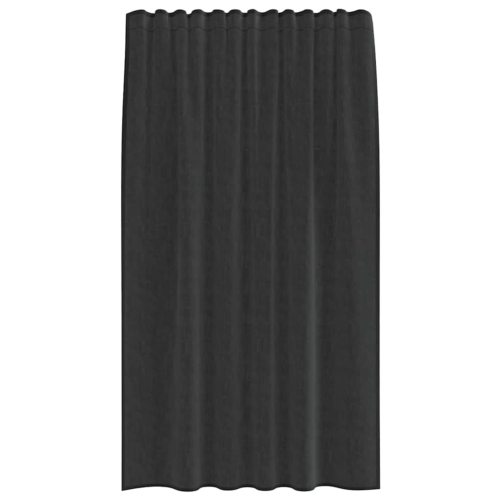 Rideaux en voile avec passants 2 pcs noir Rideaux vidaXL