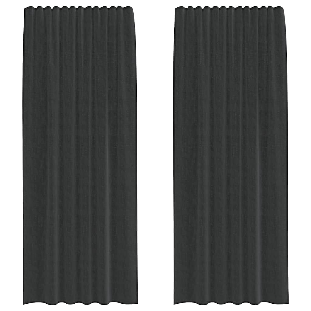 Rideaux en voile avec passants 2 pcs noir Rideaux vidaXL