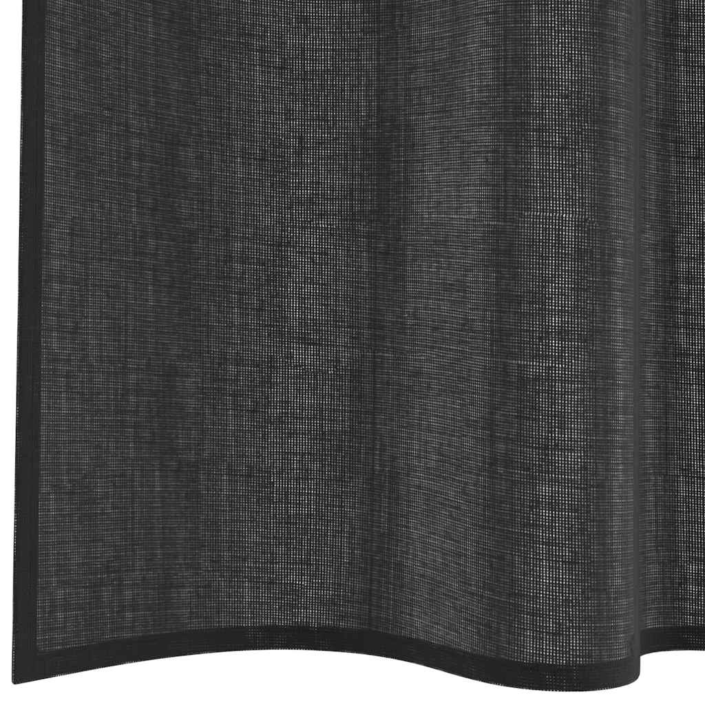 Rideaux en voile avec passants 2 pcs noir Rideaux vidaXL