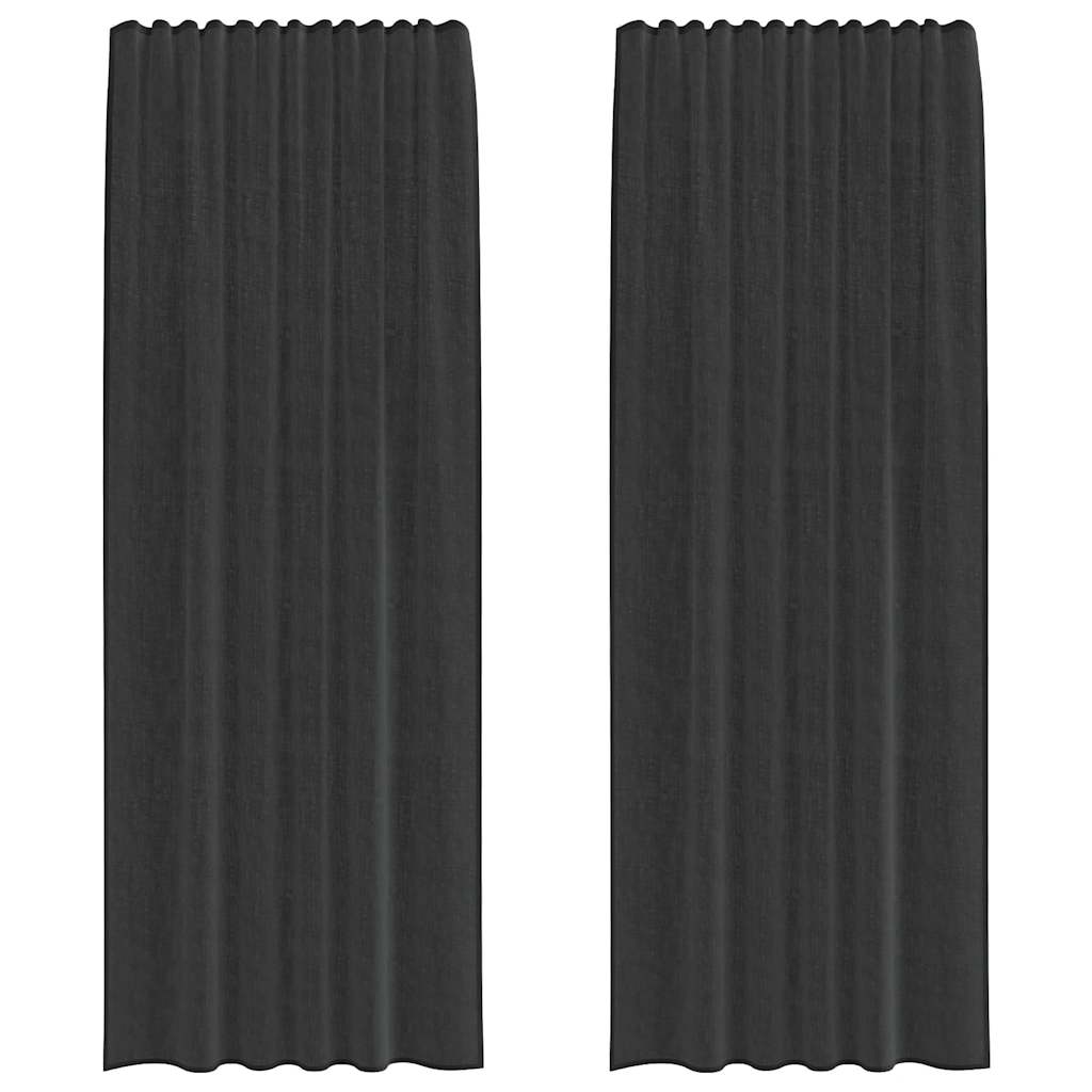 Rideaux en voile avec passants 2 pcs noir Rideaux vidaXL