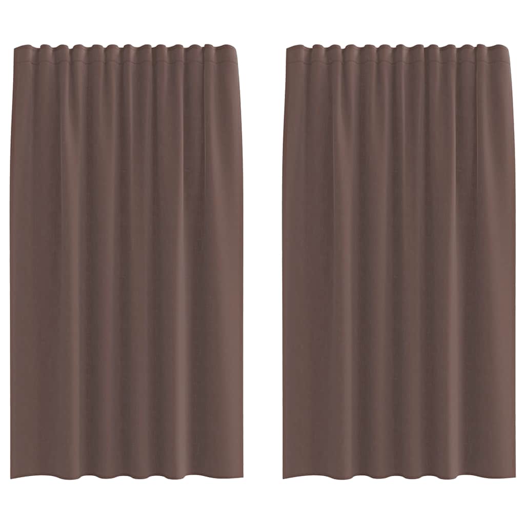 Rideaux en voile avec passants 2 pcs marron Rideaux vidaXL