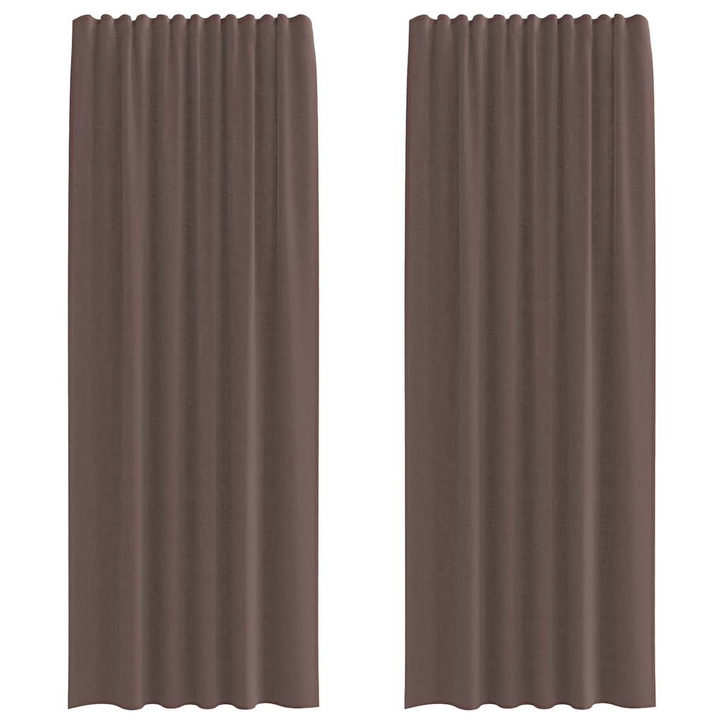 Rideaux en voile avec passants 2 pcs marron Rideaux vidaXL