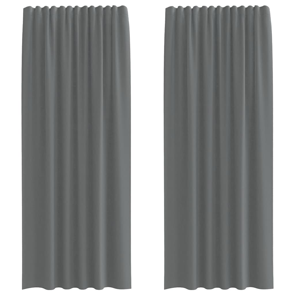 Rideaux en voile avec boucles 2 pcs gris foncé 140x225 cm Rideaux vidaXL