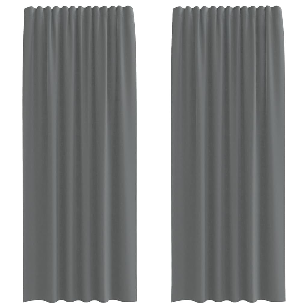 Rideaux en voile avec boucles 2 pcs gris foncé 140x245 cm Rideaux vidaXL