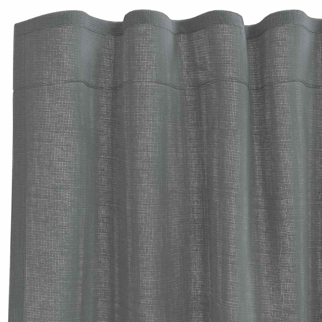 Rideaux en voile avec boucles 2 pcs gris foncé 140x245 cm Rideaux vidaXL