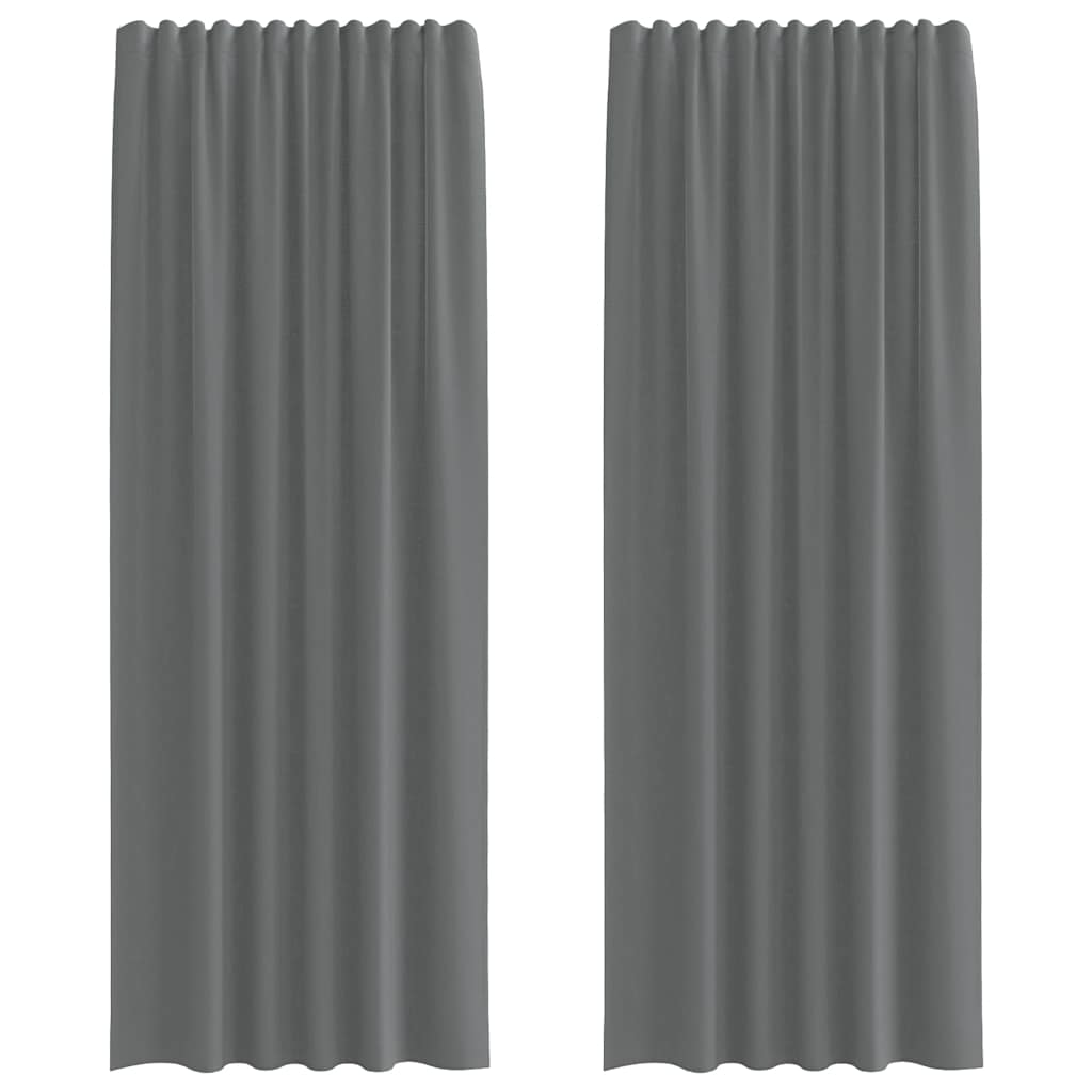 Rideaux en voile avec boucles 2 pcs gris foncé 140x260 cm Rideaux vidaXL