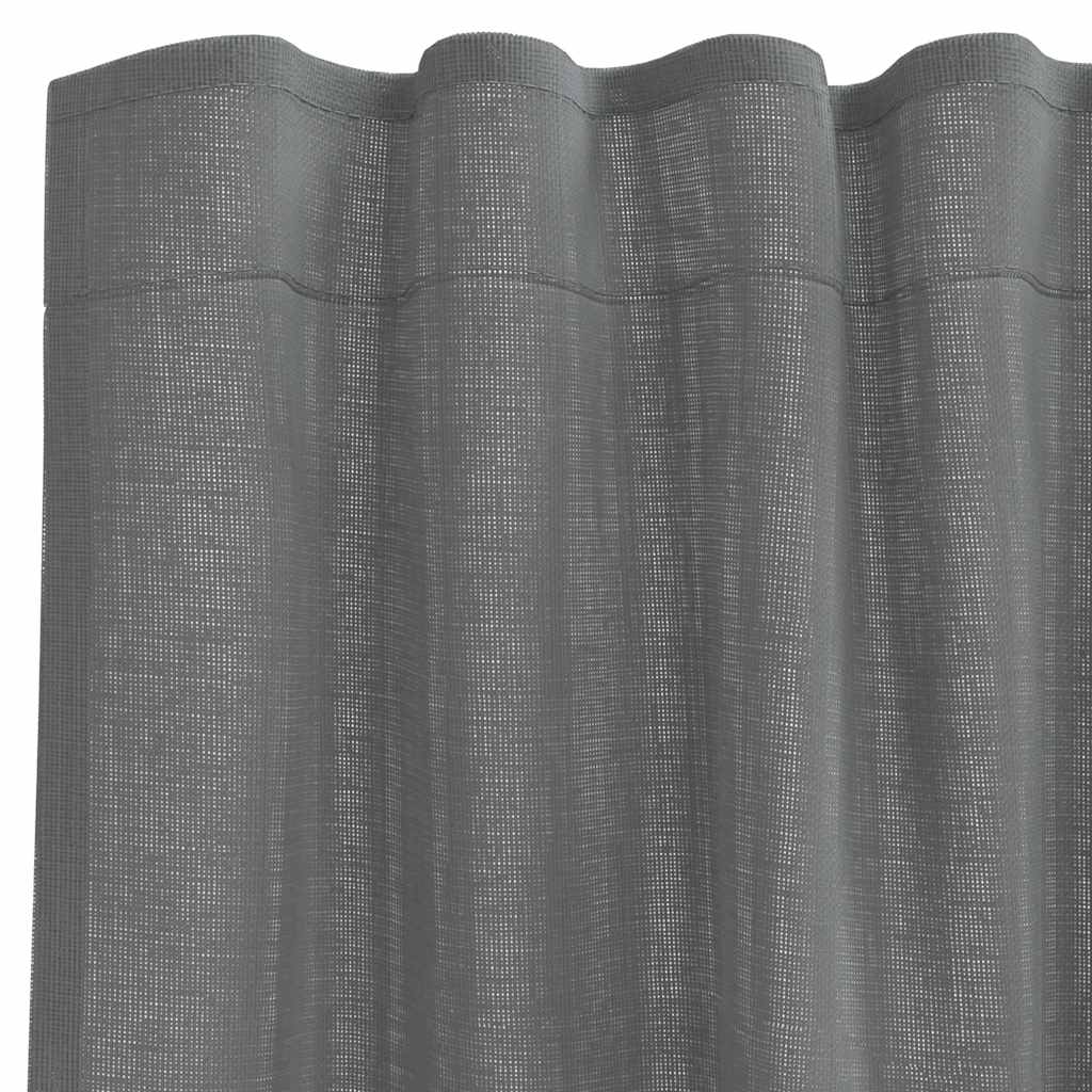 Rideaux en voile avec boucles 2 pcs gris foncé 140x260 cm Rideaux vidaXL