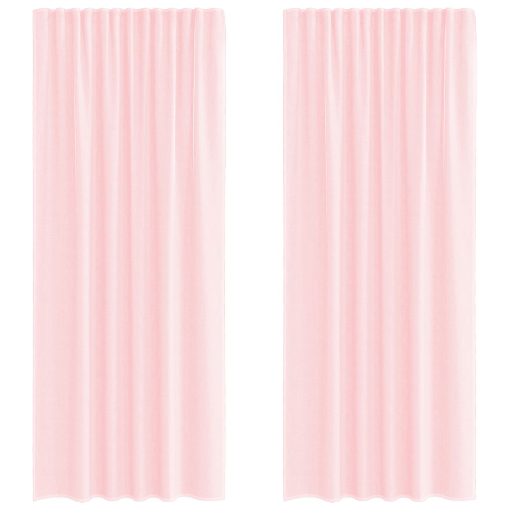 Rideaux en voile avec boucles 2 pcs rose clair 140x245 cm Rideaux vidaXL