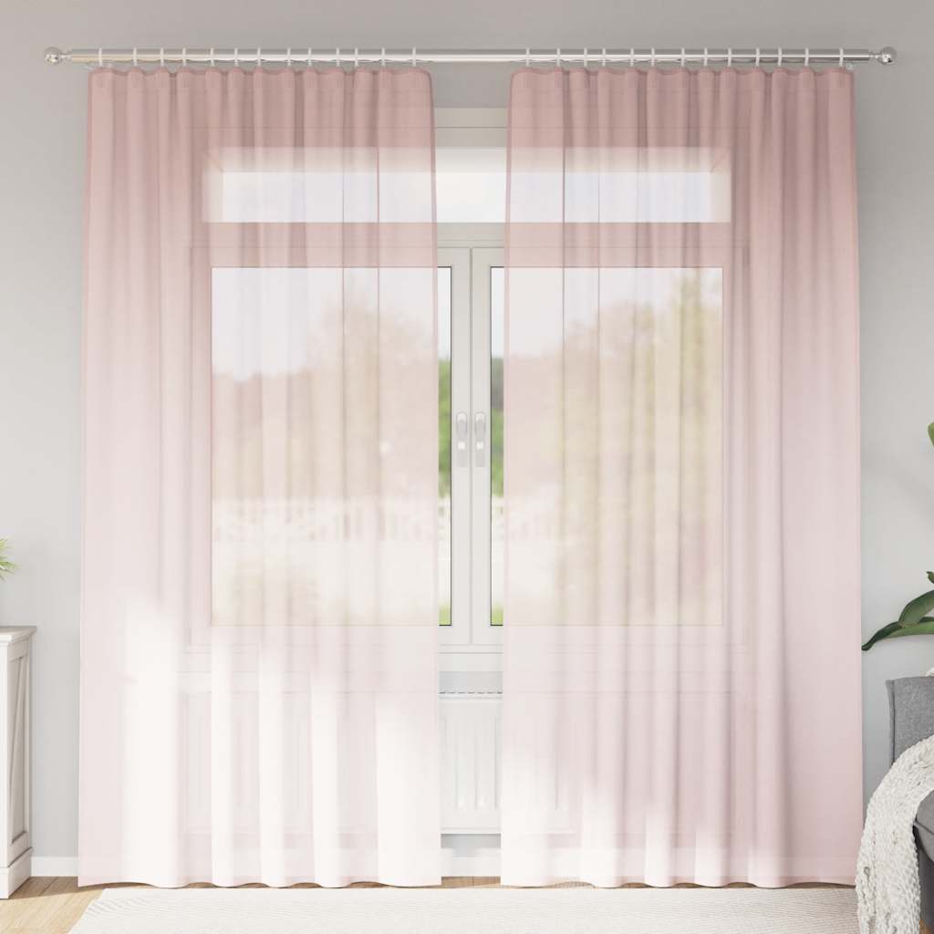 Rideaux en voile avec boucles 2 pcs rose clair 140x245 cm Rideaux vidaXL