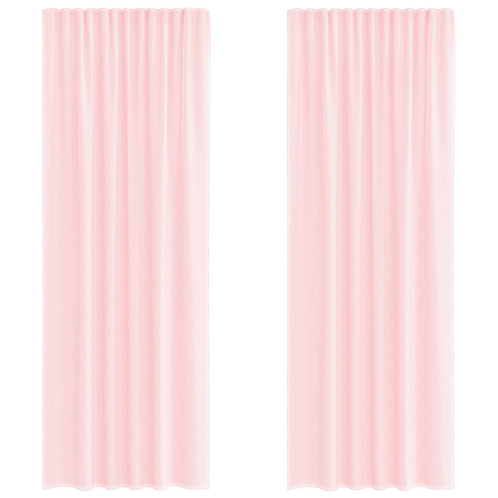 Rideaux en voile avec boucles 2 pcs rose clair 140x260 cm Rideaux vidaXL