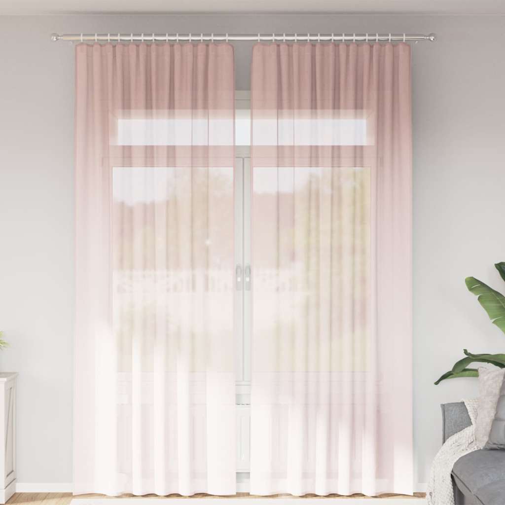 Rideaux en voile avec boucles 2 pcs rose clair 140x260 cm Rideaux vidaXL